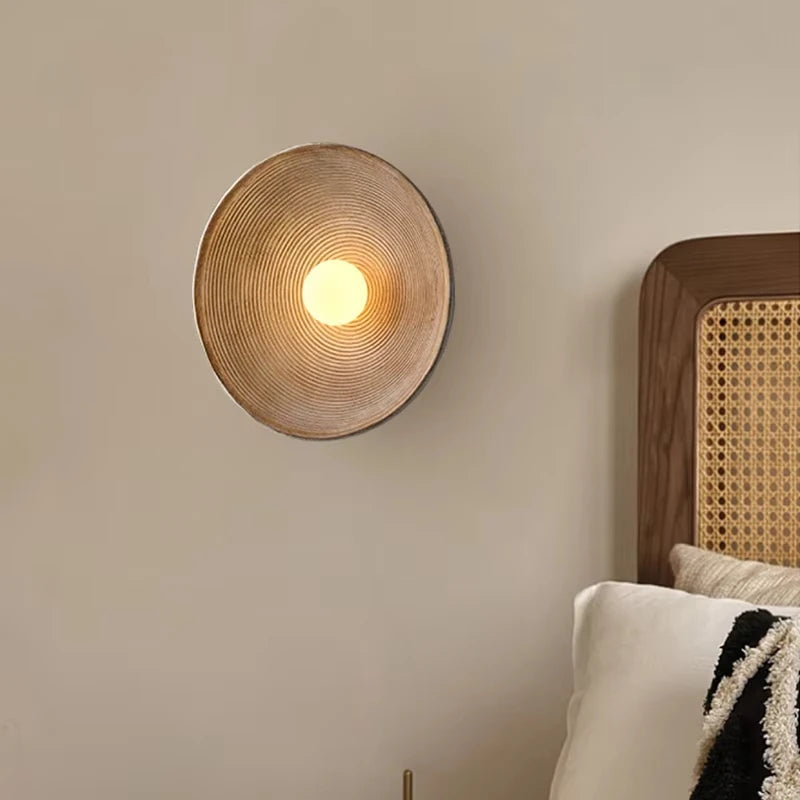Lâmpada de parede retrô japonesa de resina adequada para sala de estar, quarto, cabeceira, luz de decoração de fundo