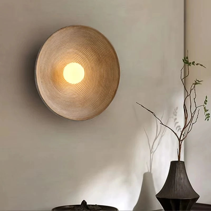 Lâmpada de parede retrô japonesa de resina adequada para sala de estar, quarto, cabeceira, luz de decoração de fundo