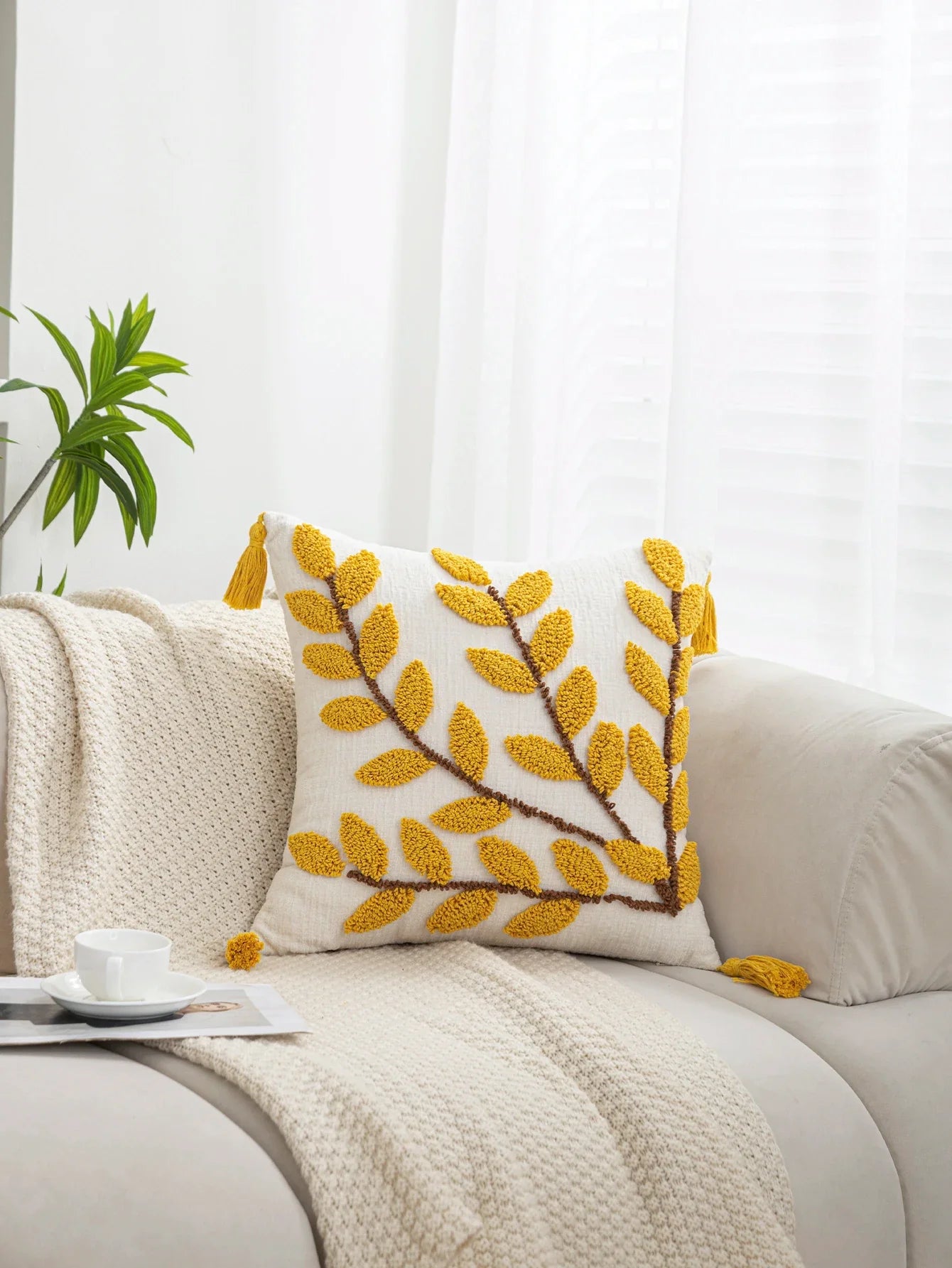 Elegante Conjunto de 4 Almofadas Botânica