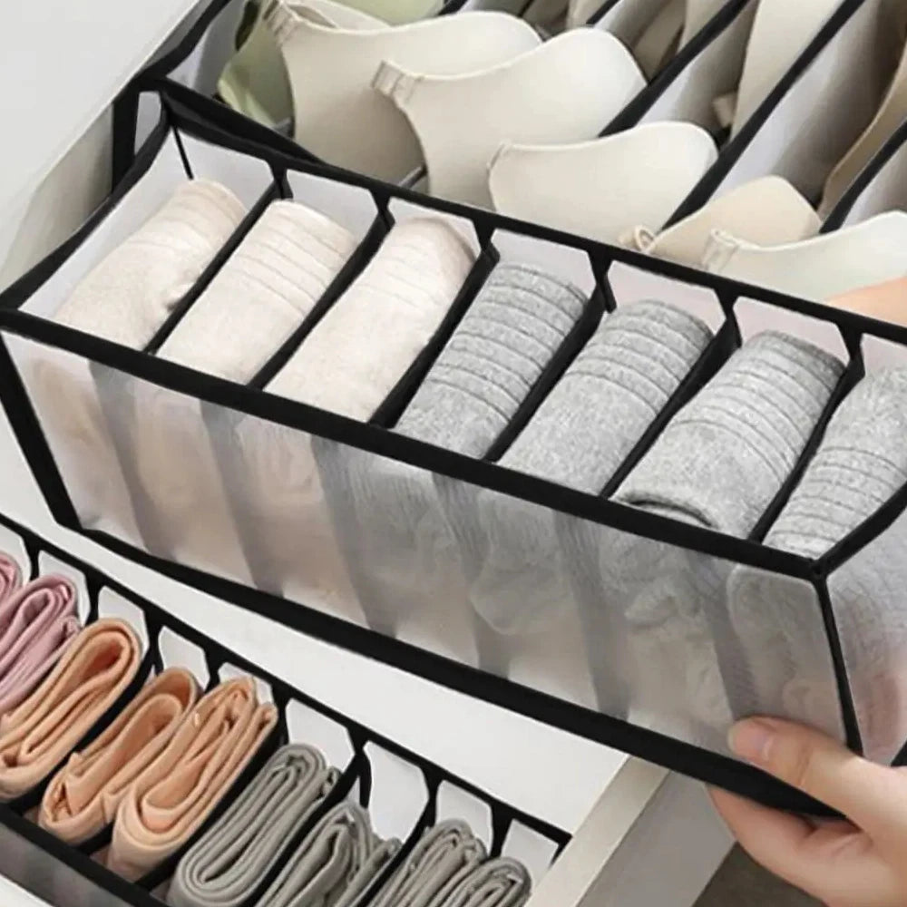 1pc-organizador de armário para meias casa separada caixa de armazenamento de roupa interior 7/9/11 grades jeans sutiã organizador dobrável gaveta organizador