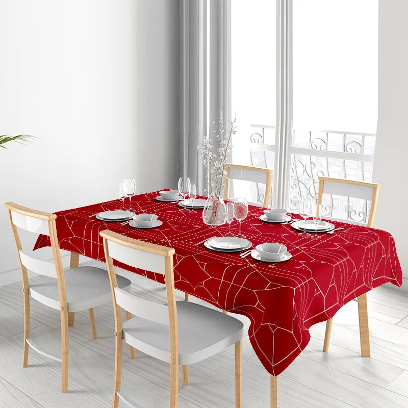 Toalha de mesa impressa em teia de aranha vermelha com linhas brancas para decorações de jantar em casa em tamanho 60x120cm linho de cozinha moderno da casa G