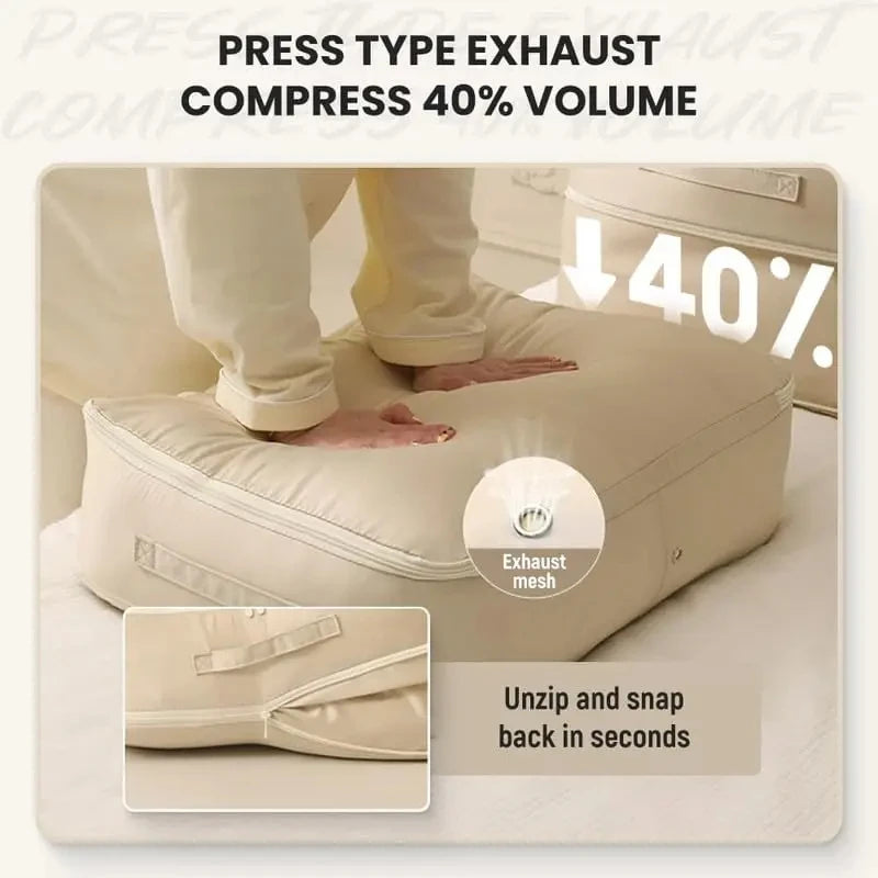 Sacos de armazenamento de colcha de grande capacidade elegantes organizadores de edredom de poliéster com alça sacos de classificação de roupas com zíper compressível